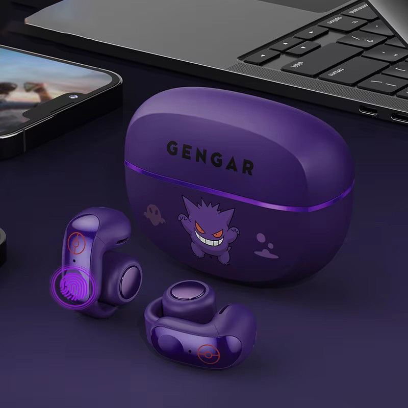 Gaming Accessories Girly - Earphone Bluetooth Nirkabel Clip-On Anime Gengar