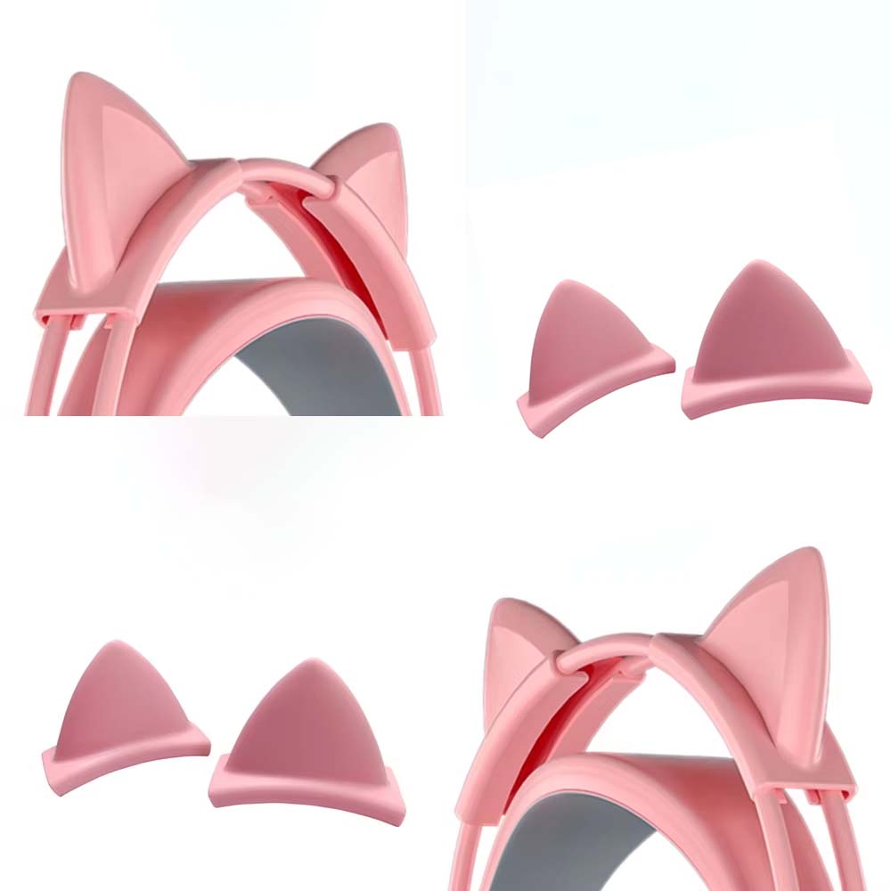 Gaming Accessories Girly - Liontin Telinga Kucing Silikon Merah Muda