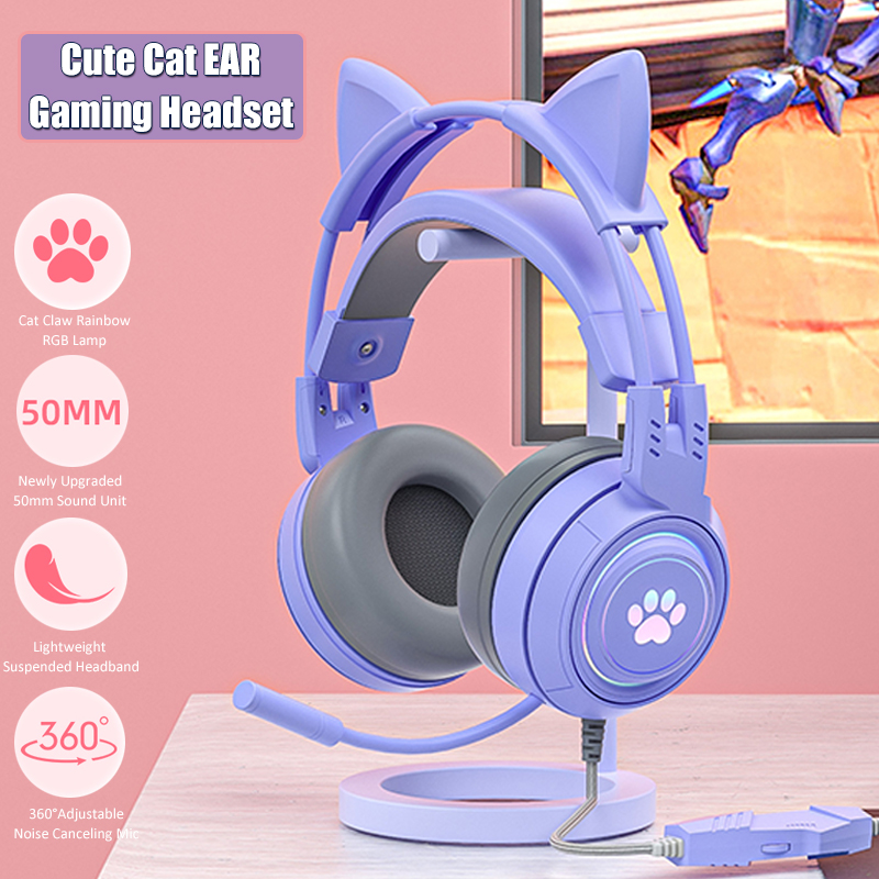 Headphone game telinga kucing  - Gaming Accessories Girly ulasan dan harga